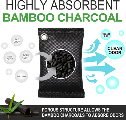 Activated Charcoal Odor Absorber, 10 Pack Natural Shoe Odor Eliminator, Bamboo Charcoal Air Purifying Bags, Sneaker Deodorizer and Moisture Absorbers for Clean Footwear, Shoe Odor Remover