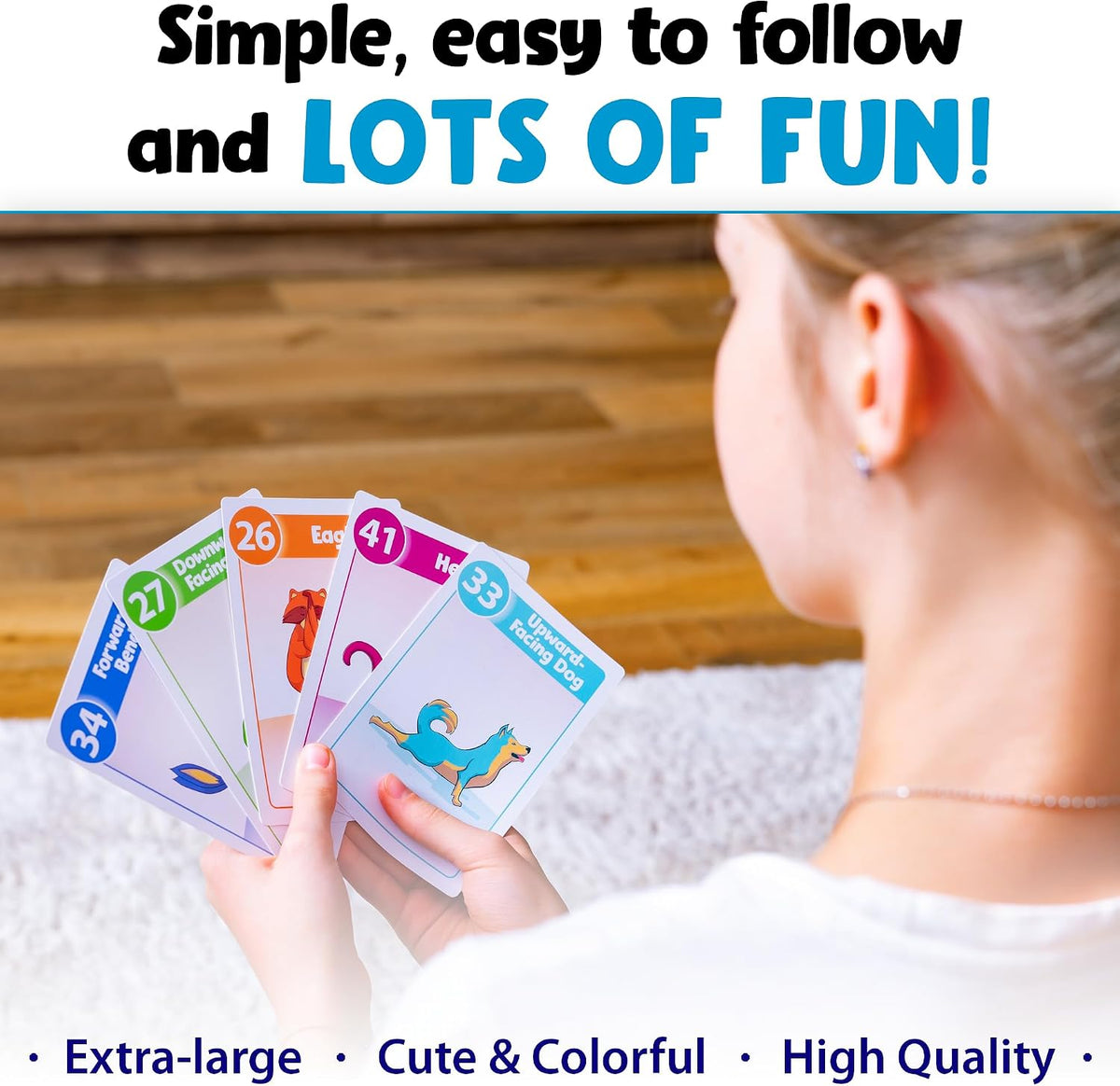 Yoga Cards for Kids, Age 5+, 44 Fun Animal Poses & Breathing Exercise Game