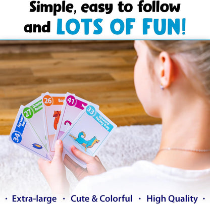 Yoga Cards for Kids, Age 5+, 44 Fun Animal Poses & Breathing Exercise Game