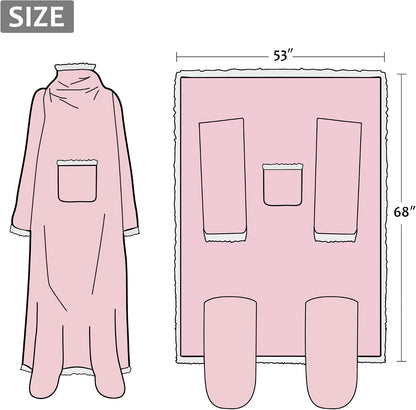 Catalonia Wearable Blanket with Sleeves & Foot Pocket for Adults | Soft Fleece Throw Wrap with Hands-Free Comfort, Perfect for Reading, TV Time & Relaxing, Christmas Gift for Women & Men