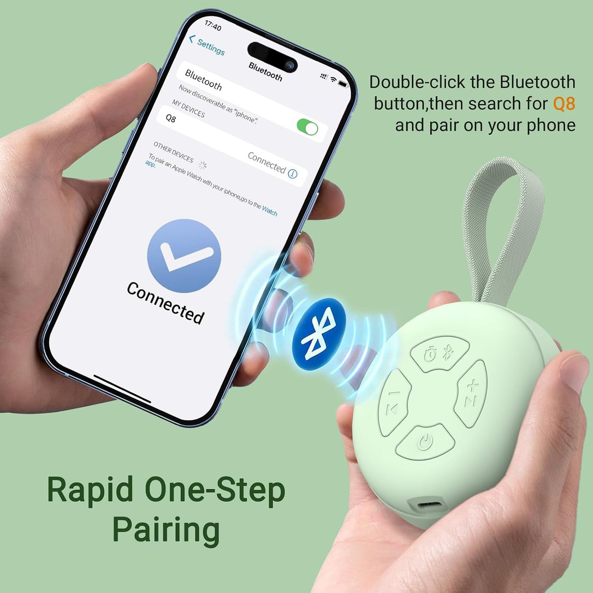 Portable Baby Sound Machine [White Noise for Babies Kids Adults][Supports Bluetooth Audio Playback][Timer Function][12 Soothing Sounds] 15 Hours Battery Life, Travel,Shower,Clips on Baby Stroller