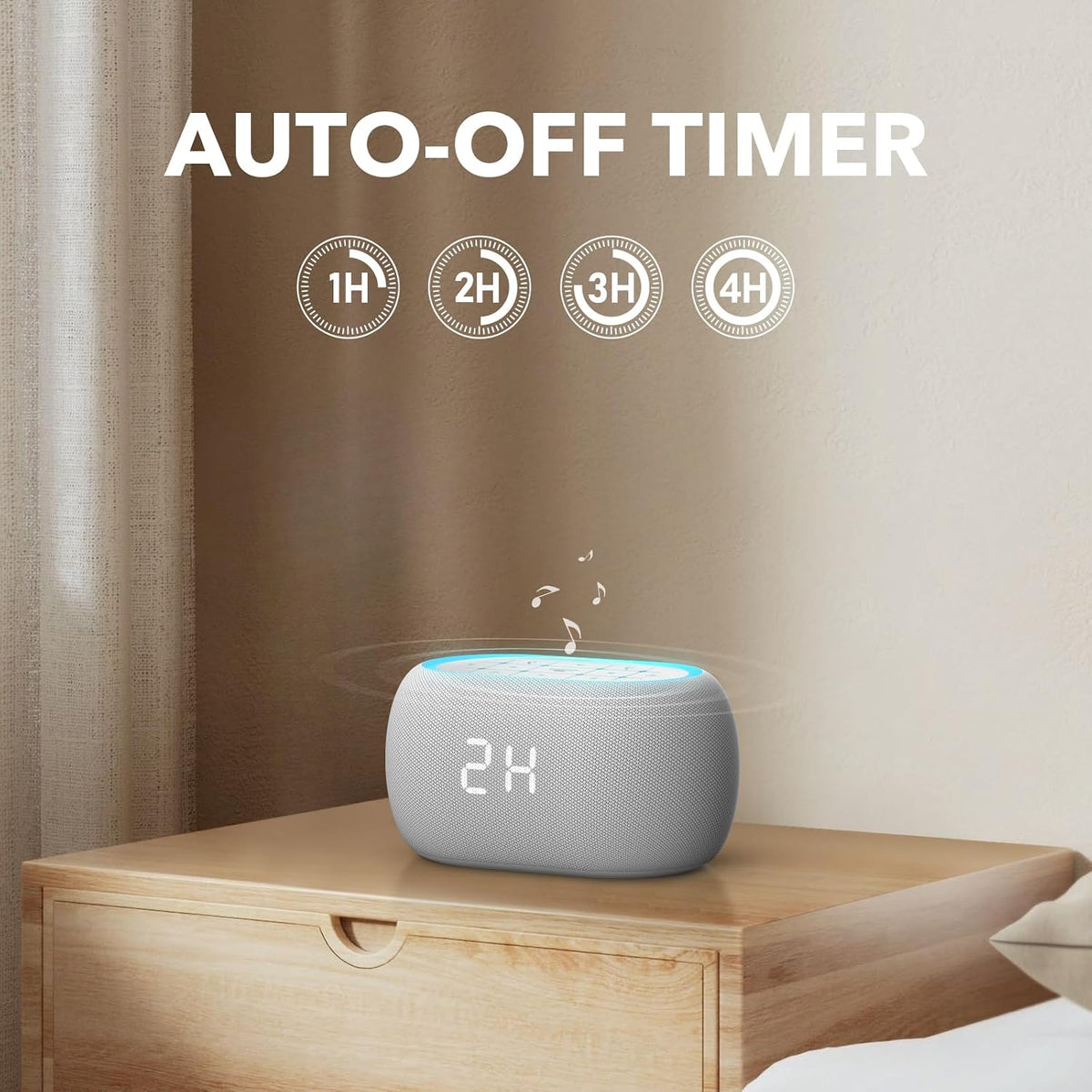 ANJANK White Noise Sound Machine Alarm Clock with Hi-Fi Bluetooth Speaker, 21 Soothing Sounds/7 Night Lights, 0-100% Dimmer/Sleep Timer/Volume Control, Soother for Adults Kids Sleeping, Bedroom, White