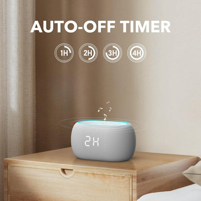 ANJANK White Noise Sound Machine Alarm Clock with Hi-Fi Bluetooth Speaker, 21 Soothing Sounds/7 Night Lights, 0-100% Dimmer/Sleep Timer/Volume Control, Soother for Adults Kids Sleeping, Bedroom, White