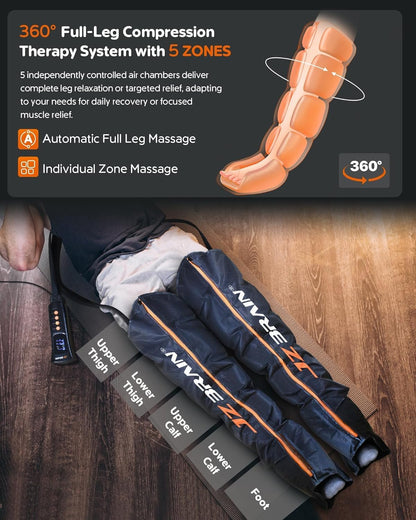 JZBRAIN Sequential Air Compression Recovery System : Professional Full Leg Compression Boots for Circulation and Pain Relief - Sequential Device for Muscle Relaxation - for Athletes,Women,Men