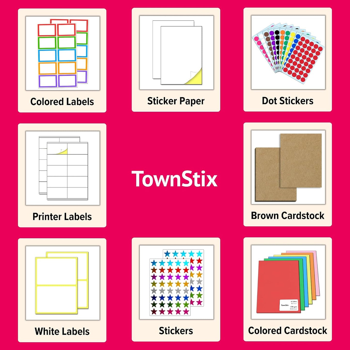 3000 Pieces, 1/2" - Colored Dot Stickers, Round Labels - 6 Colors