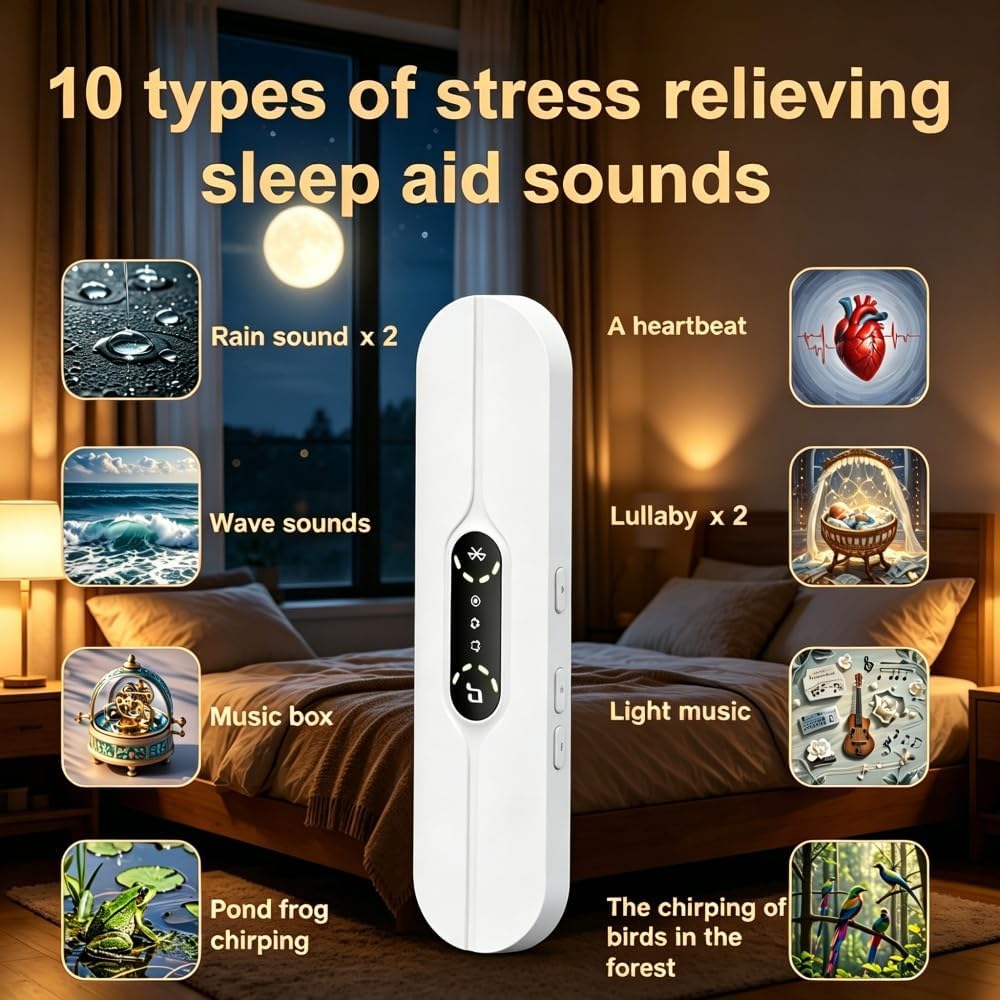 Pillow Speaker for Sleeping, Mini Bone Conduction Portable Sleep Aid with Stereo Bass, Bluetooth Sleep Bar for Deep Sleeping with White Noise, with Volume Control-Supports TF Function 1