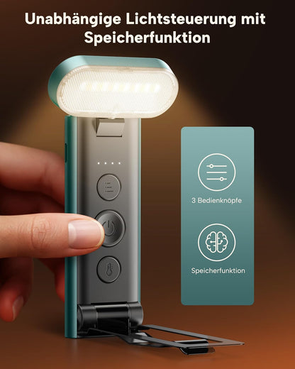 86lux Book Light, Rechargeable Reading Light for Book in Bed | 3 Color Modes & Stepless Dimming, Aluminum Alloy LED Bookmark Light for Book Lovers, Technology Black