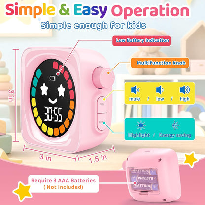 Visual Timer for Kids, 99 Minute Digital Cute Kids Visual Timer Classroom Timer for Homeschool Supplies Study Teaching Time Management Tool Countdown Productivity Timer, Blue, Colorful Display