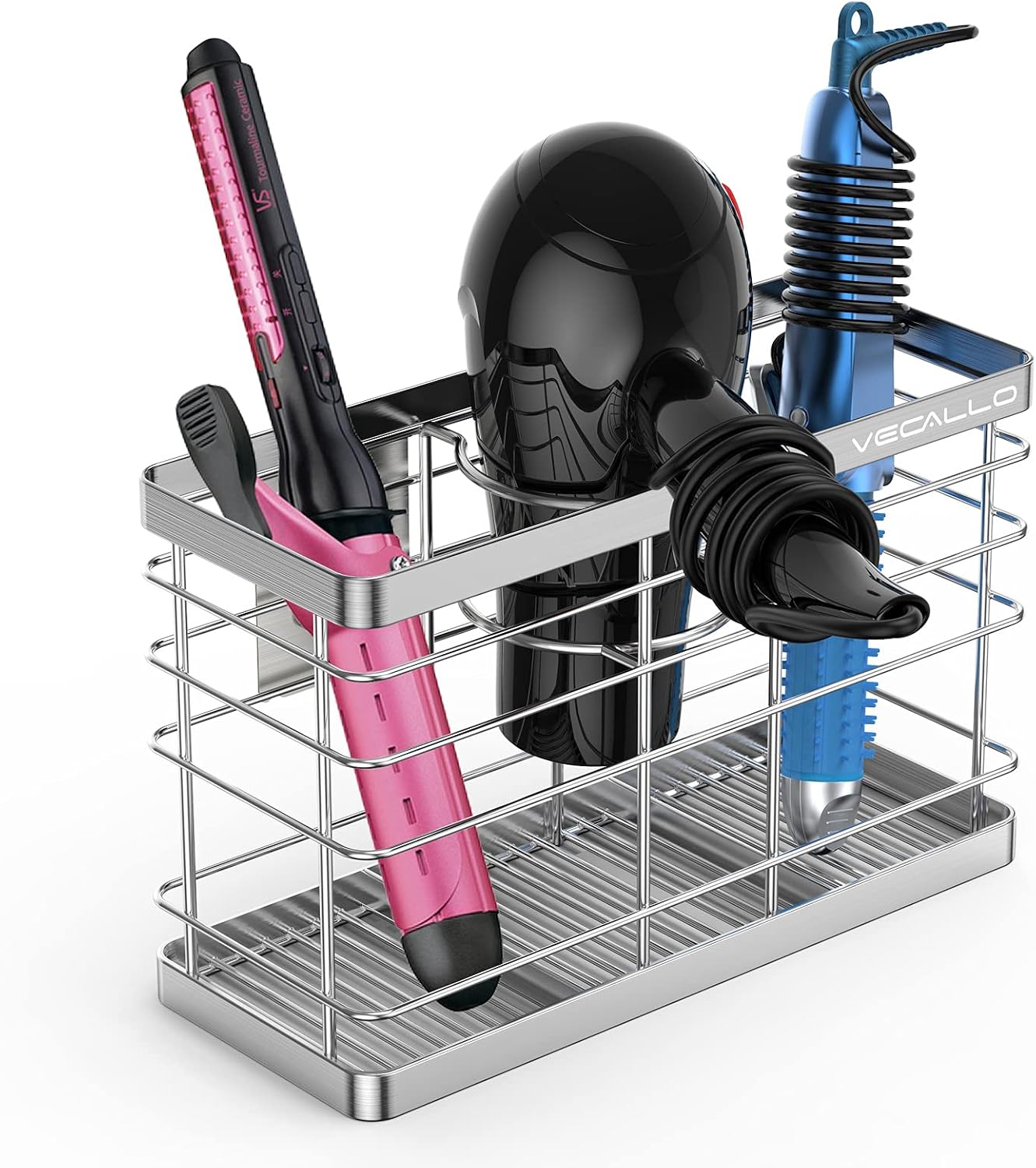 Hair dryer holder cabinet door - Hair tool organizer wall mount | Cabinet Door Bathroom Organizer Hair Care & Styling Tools Storage Basket for Hair Dryer, Curling Irons, Hair Straighteners