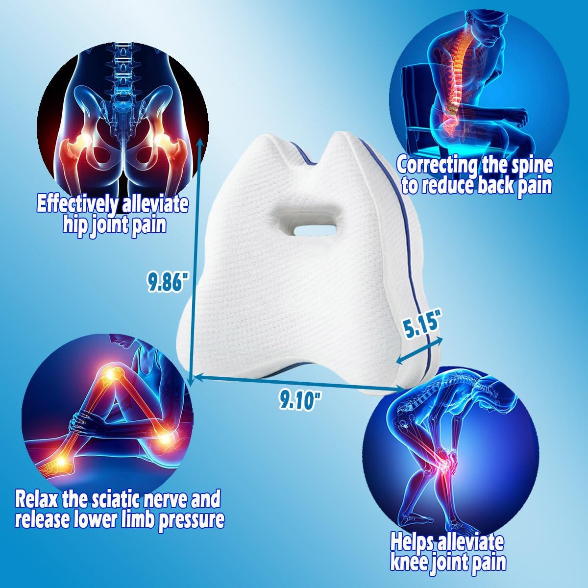Tiwwie Knee Pillow Leg Pillow for Side Sleepers Foam Support Pillow for Sleeping for Back Pain,Memory Foam Cushion Pregnancy Pillow Leg Positioner Pillows for Side Sleeping