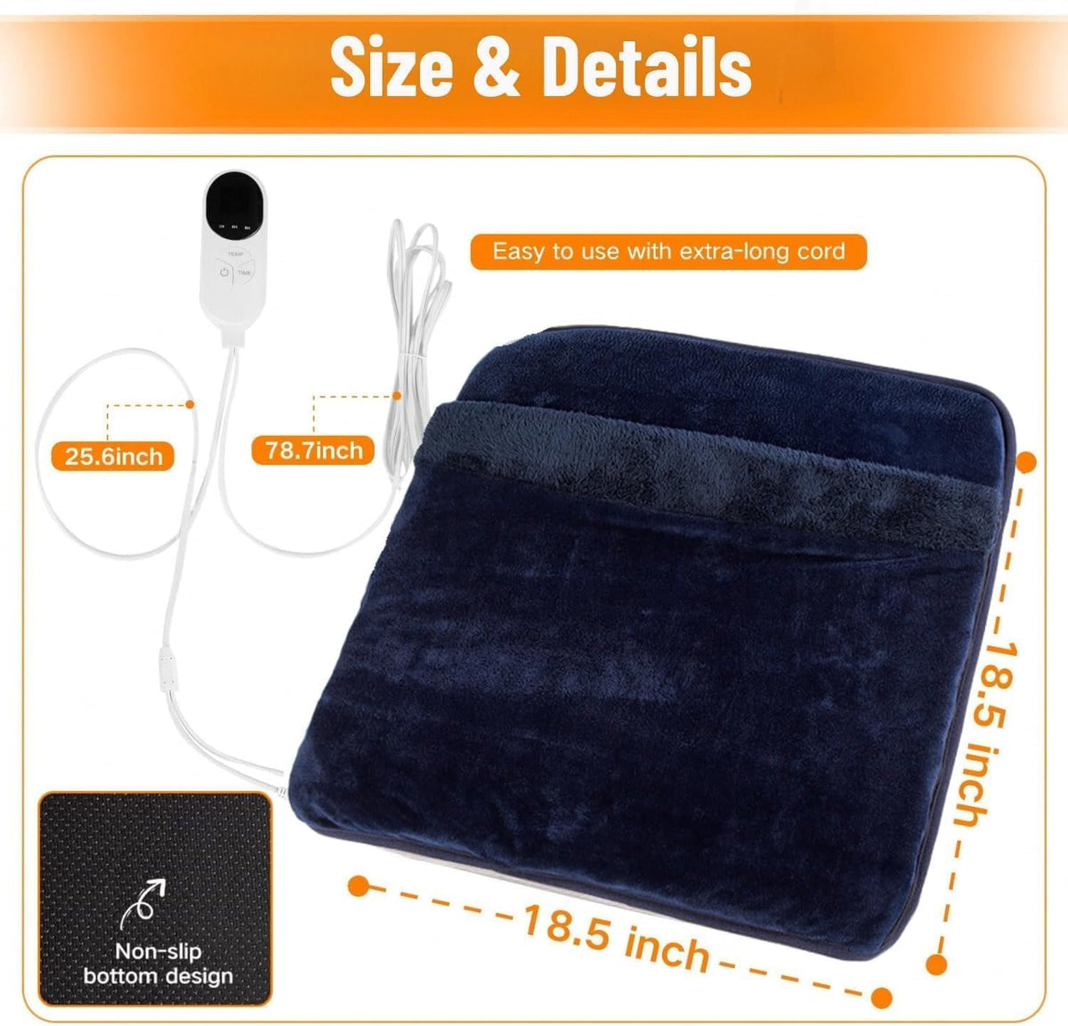 Electric Foot Warmer Mat Heating Pads with Fast Dual-Side Heated Technology, 6-Layers Heater Retention Fabric, 3 Timer Settings&9 Heat Levels, Birthday Gift for Men/Women Feet, 22"×20" Black
