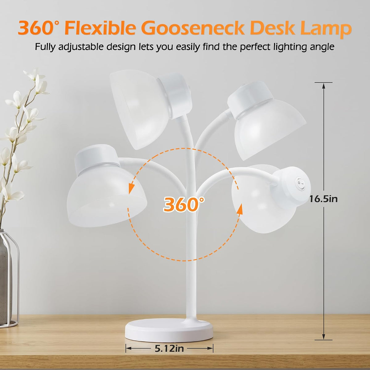 Desk Lamps for Home Office,Small LED Reading Lamp,5000K Eye-Care Desk Light