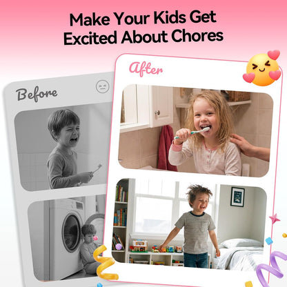 Chore Chart for Kids with Timer, 21 PCS Checklist Magnetic Schedule Board, ADHD Tools with 99-Min Countup/Down Visual Timer, Bedtime/Morning/Daily Routine Chart Dry Erase to Do List with Slider(White)