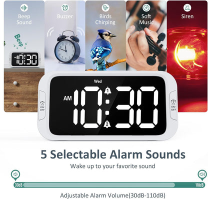 Odokee Digital Dual Alarm Clock for Bedroom with 0-100% Dimmable Display