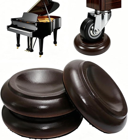 Piano Caster Cups Furniture Pads Upright Piano Caster Cups Wood Coasters Cups Floor Protectors for Furniture Furniture Floor Protectors (Walnut, 4)