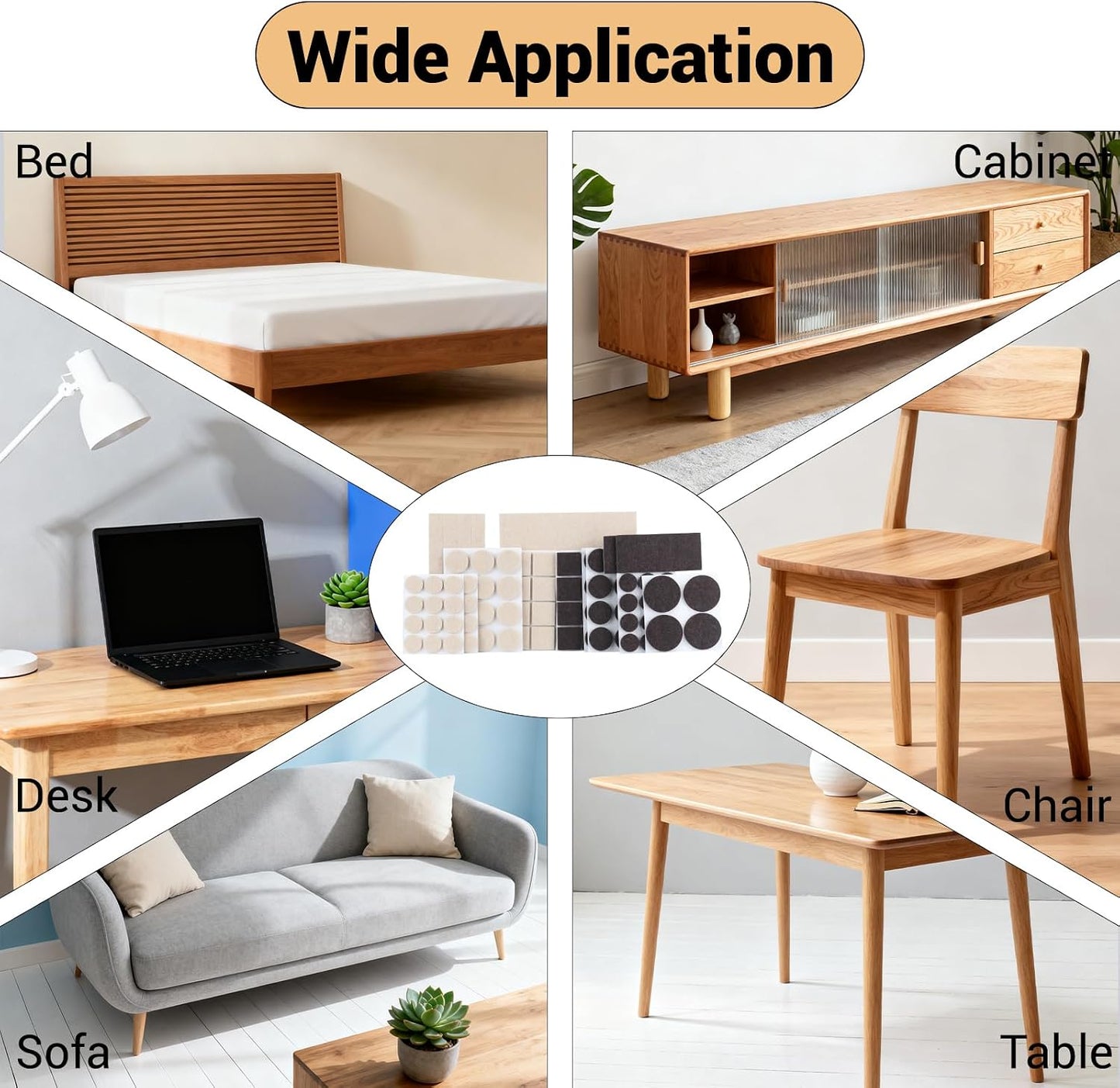 143-Piece Felt Furniture Pads, Anti-Scratch Furniture Felt Pads, Self-Adhesive Chair Leg Floor Protectors for Hardwood Floors, Brown and Beige, HOME MASTER HARDWARE