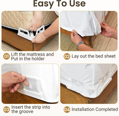 INSMART Sheet Holders - Bed Sheet Holder for Corners&Sides, Strong Elastic Sheet Straps/Grippers. Keep Sheets Firm&Tightt, No More Loose Sheets, Universal Fit and Easy Installation