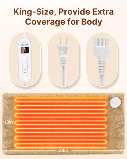 RENPHO Electric Heating Pad for Back with 10 Heat Levels, FSA Eligible HSA | Fit for Neck, Shoulder, Knee, Arm & Leg, Birthday Gift for Women, Men, Mom & Dad, HSA Approved, ETL Certified, 12 x 24", Gray