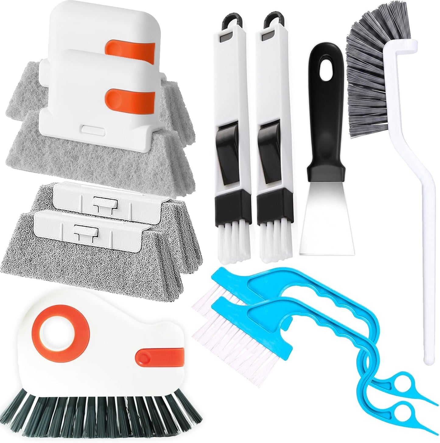 Window Sill Cleaner Tool - 14 Pcs Magic Door Window Track Cleaning Tool Kit | Sliding Door Track Cleaner Groove Crevice Cleaning Brush for Door/Sill/Corners/Sinks/Shutter/Tile/Blinds