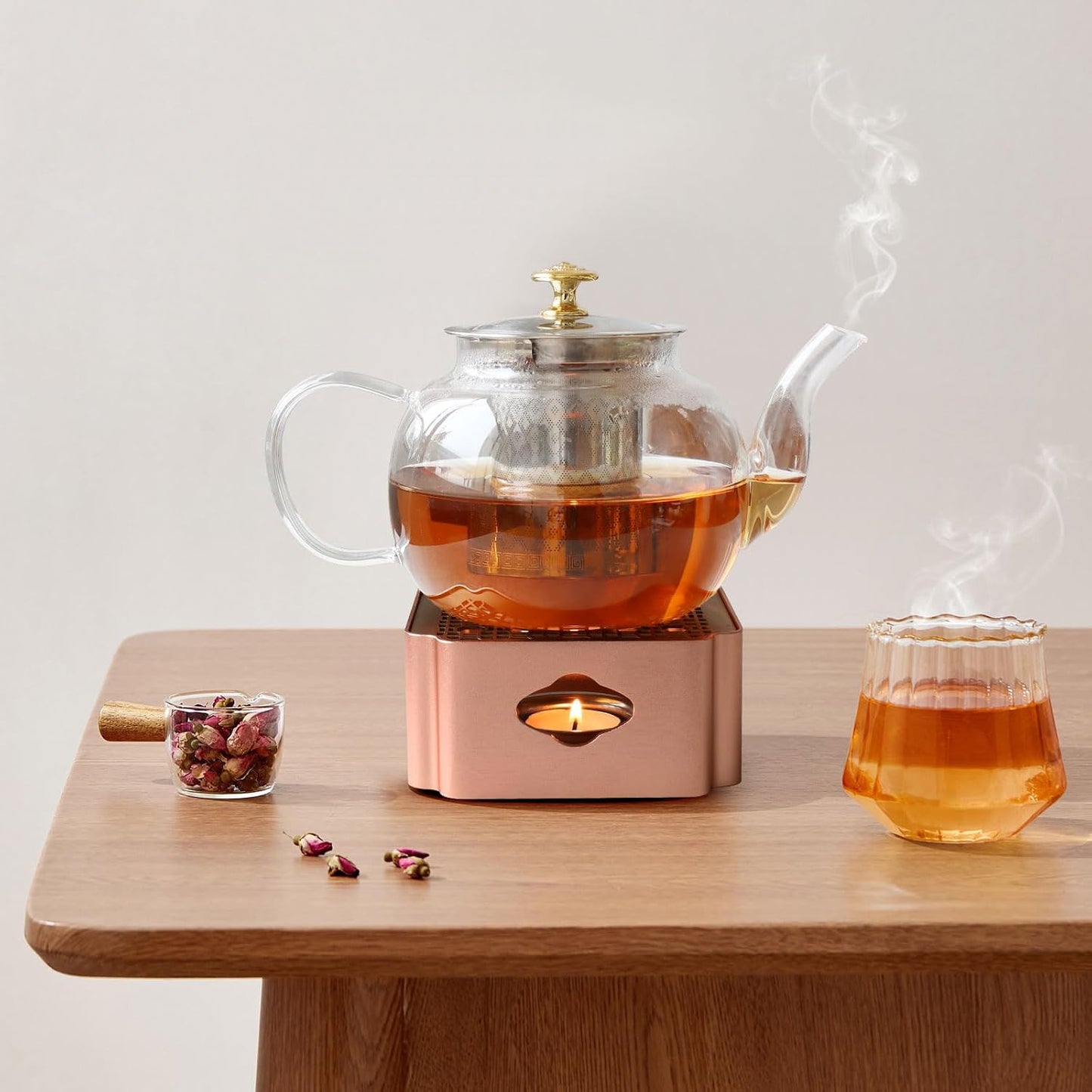 Tea Warmer Base Detachable, Includes Tealight Holder | Unique-Design, Small Heater for Tea Coffee Milk Wax Melts