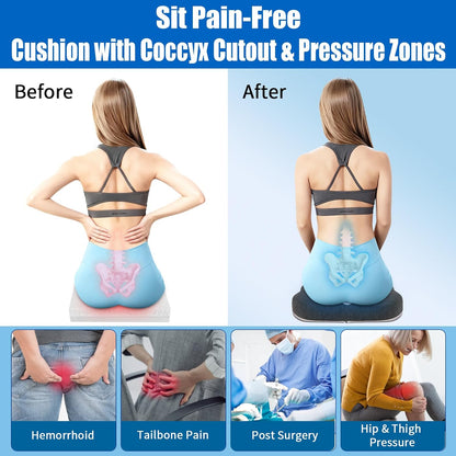 Gel Wheelchair Cushions for BedSores Prevention,Bed Sore Pad Cushion for Butt - Pain Relief for Long Sitting & Relieve Sciatica, Back, Tailbone, Pressure Sore and Ulcer Pain for Pregnant and Elderly