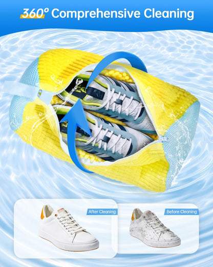 Shoe Washing Machine Bag & Shoe Washing Bag Reusable for Sneaker Laundry | Sneaker Washing Machine Bag & Shoe Laundry Bag, Chenille Microfiber 360 Cleaning, Reusable Hook Dryer, 1 Pack