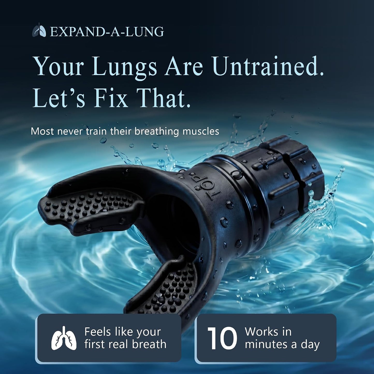 EXPAND-A-LUNG | Breathing Exerciser Device for Lungs | Airflow Trainer Fitness | Cardio Expansion & Capacity | Sports Endurance | Dual-Way Inhale-Exhale Workout
