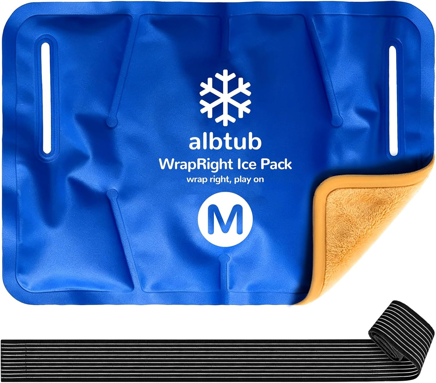 WrapRight Large Ice Pack for Injuries Reusable with Bandage for Knee | Hands-free Cold Therapy, 10"×16" L-Size for Ankle, Leg, Shoulder, Back, Flexible Gel, Dual-sided for Sensitive Skin