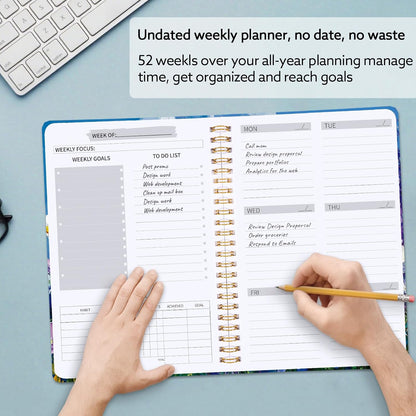 Thboxes A5 Weekly Planner Notebook, 52 Week Undated Journal for Women, Pink