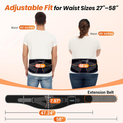Comfytemp Cordless Heating Pad for Back with Massager 3D Back Pad Portable | FSA Eligible HSA, Lower Back Massager Wearable FIR, Rechargeable Wireless Heated Waist Belt, 3 Heat&Vibration&Intensity, 58"