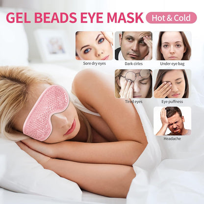 2PCS Gel Eye Mask Reusable Cold Therapy Gel Bead Eye Mask for Puffiness/Dark Circles/Eye Bags/Dry Eyes/Headaches/Migraines/Stress Relief (Blue)