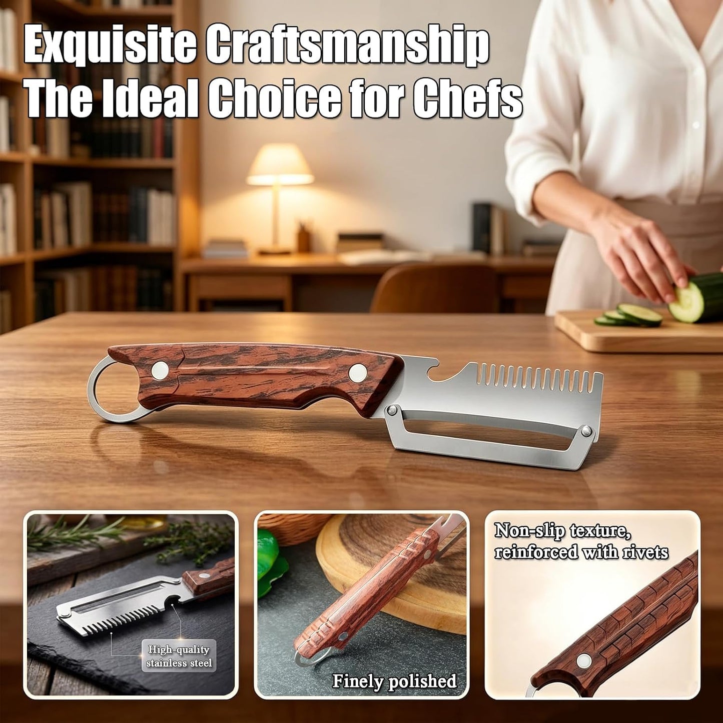 Vegetable Peeler - Multifunctional Vegetable Peeler With Wooden Handle