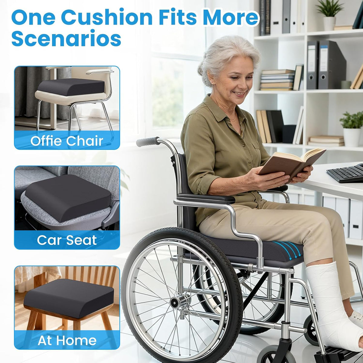 Wheelchair Seat Cushion Cooling Gel Memory Foam Chair Cushion