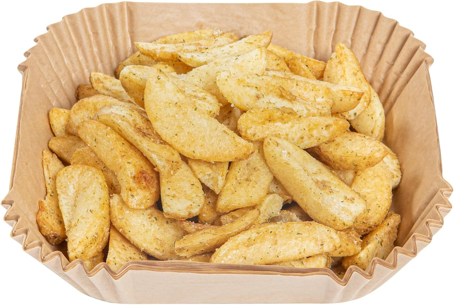 Restaurantware-Pastry Tek 8.1 x 5.5 x 1.8 Inch Air Fryer Liners, 100 Rectangle Air Fryer Baskets - No-Stick Silicone Coating, Unbleached, Food-Grade Paper Liners, For Steamer, Microwave, Oven