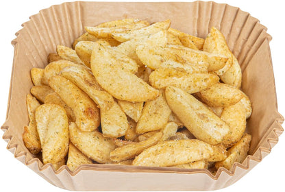 Restaurantware-Pastry Tek 8.1 x 5.5 x 1.8 Inch Air Fryer Liners, 100 Rectangle Air Fryer Baskets - No-Stick Silicone Coating, Unbleached, Food-Grade Paper Liners, For Steamer, Microwave, Oven