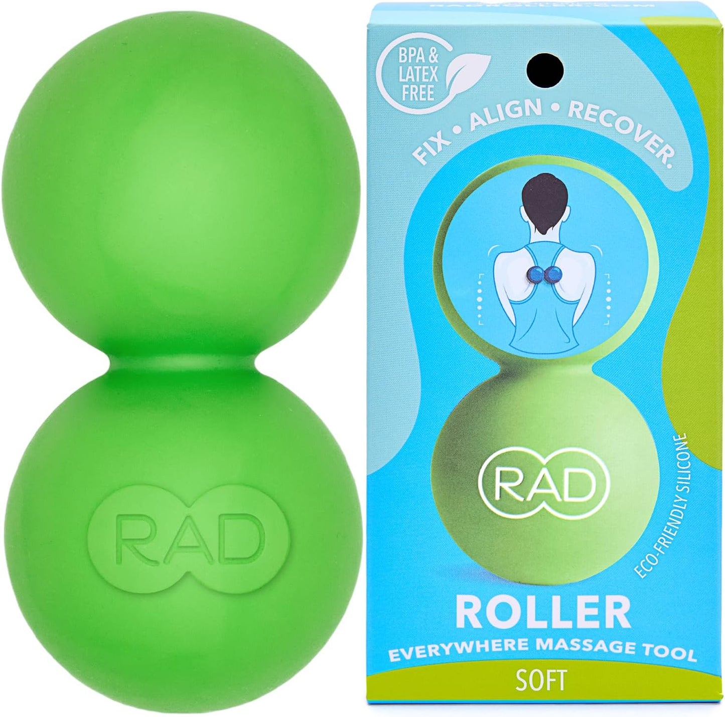 RAD Roller Stiff Peanut Massage Ball - High Density Peanut Massager - Myofascial Release for Back, Feet, Neck, Psoas - Suboccipital Release Device, Thoracic Spine Roller Balls