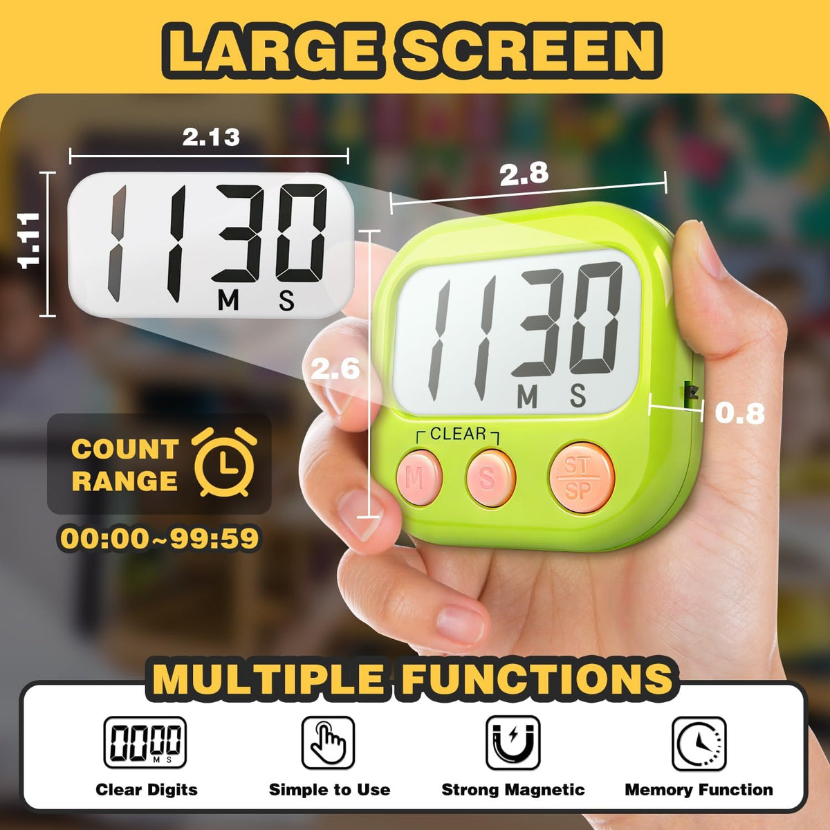 Digital Timer for Kids Classroom Timers for Teachers 2 Pack Blue Green
