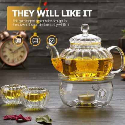 TIDTALEO Glass Teapot Warmer Base for Home Use, Borosilicate Heat-Resistant Tea Heater Accessory with Candle Holder, Desktop Tea Ceremony Heating Stand