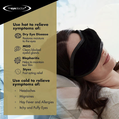 The Eye Doctor Featuring Sterileyes - Hot Eye Compress for Dry Eye, Blepharitis and MGD with a Removable Cover. Cold Compress, Includes 6 Eyelid Wipes