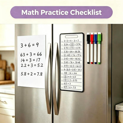 Dual-Sized Magnetic Whiteboard Set for Fridge 4 Markers and Eraser | Magnetic Dry Erase Board, 12" x 8" & 12" x 4" White board Set for Grocery Lists, Weekly Planning and Family Messages Board