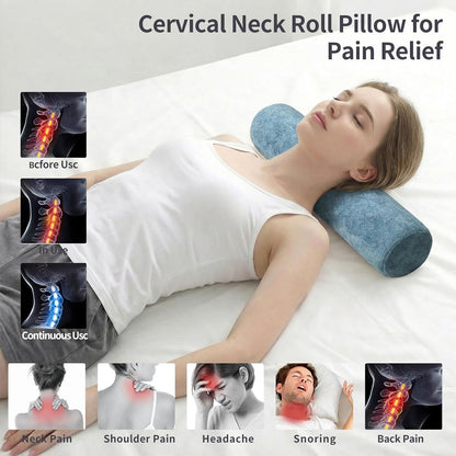 iYKYK Cervical Neck Support Foam Round Pillow for Sleeping and Pain Relief, Memory Foam Body Positioner (Dark Gray)