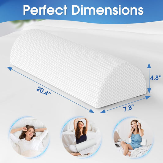 Knee Pillow for Back Sleeping Memory Foam Half Moon Bolster Pillow for Legs