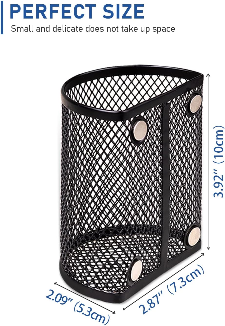 QYH Magnetic Pen Holder 4 Pack Pencil Locker Organizer Accessories for School and Office, Black