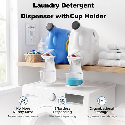 2 Pack Laundry Detergent Dispenser Cup Holder, Nozzle Button，Easily No More runny or Messy Laundry Detergent, Laundry Cup Holder and drip Tray Room Organization and Storage