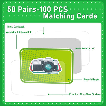 gisgfim 100 PCS Memory Matching Game Famous Paintings Concentration Memory Card for Adults Learning Educational Game A Fun & Fast Artworks Theme Matching Games