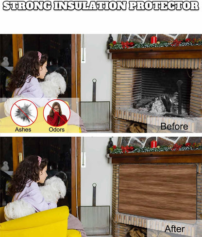 Brown Wooden Board Magnetic Fireplace Cover, Fireplace Draft Blocker, Simple Vintage Country Wood Grain Fireplaces Blanket for Heat Loss/Cold Air, Fireplaces Draft Stopper Cover for Inside 39"x32"