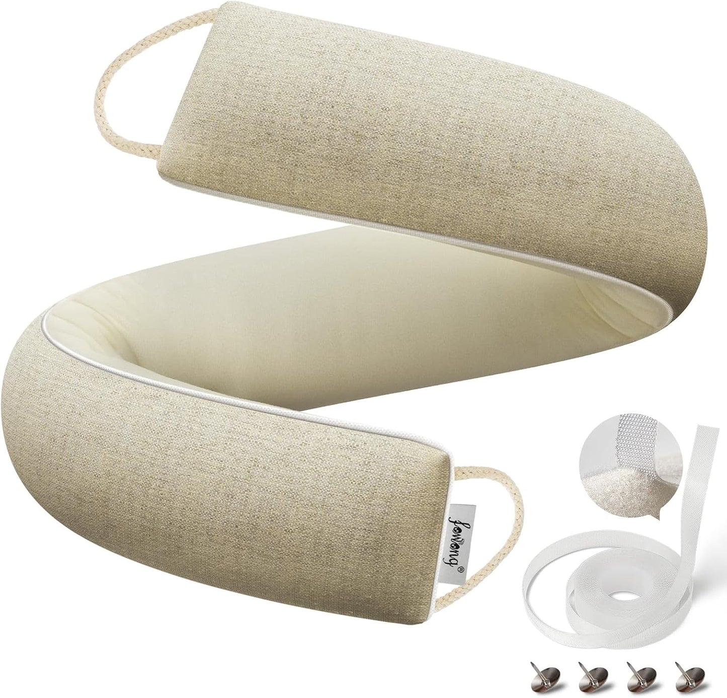 fowong 32" Door Draft Stopper, Weighted Under Door Noise Stopper, Oatmeal | Weighted Fabric Blocks Drafts, Dust & Light, Great for Interior Doors to Help Reduce Noise and Improve Comfort