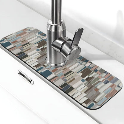 Abstract Flower Blooming Floral Watercolor Kitchen Sink Splash Guard Faucet Mat Super Absorbent Fast Drying Mat Sink Gadgets-Fast Drying Pad Sink Mat For Kitchen Bathroom (15" X 5.5" )