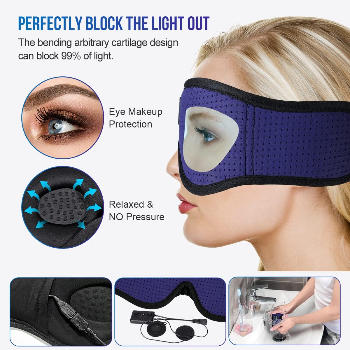 MUSICOZY Sleep Headphones Bluetooth 5.4 Sleep Mask with HD Sound