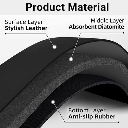 LOPNUR Cuttable Faucet Mat for Kitchen Sink, Extra Long 29 Inch, Black | Super Absorbent & Fast Dry Diatomite Sink Splash Guard, 0.8-2.4 Inch Adjustable Faucet Hole, Cut to Fit Bathroom & RV Sinks